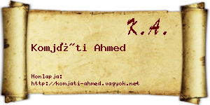 Komjáti Ahmed névjegykártya